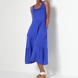 JASON WU Knit Midi Dress Shirred Hem Detail-Royal Blue Size XL